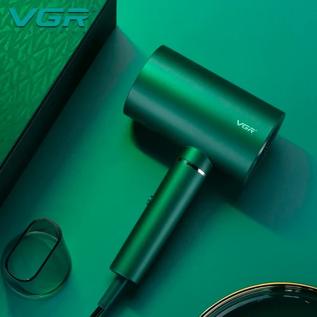 Фен VGR V-431 (2 рівні обдування, 3 рівні температури) 1800W + 1 насадка Зелений Київ - фото 5