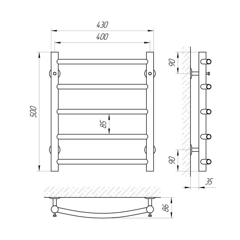 Водяна сушарка для рушників Laris Класик П5 400x500 Київ - фото 7