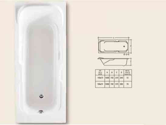 Прямокутна акрилова ванна RAK Ceramics Rams (1700x700x370 мм) Біла Вінниця