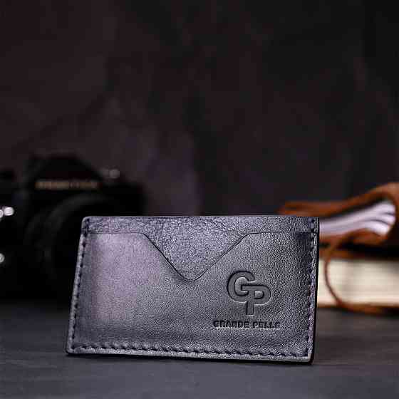 Зручний кард-кейс із натуральної шкіри GRANDE PELLE 11631 Синій Київ