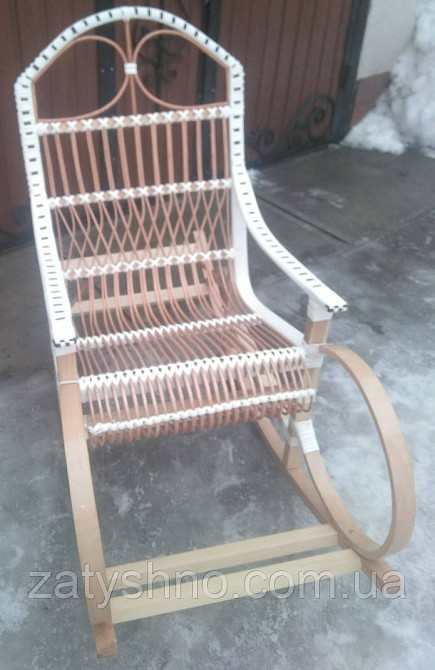 Крісло гойдалка плетена біла Київ - фото 3