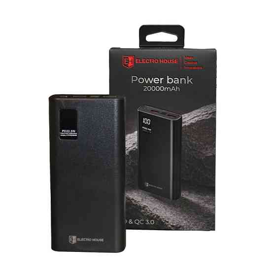 Портативный аккумулятор 20000 mAh, черный Днепр