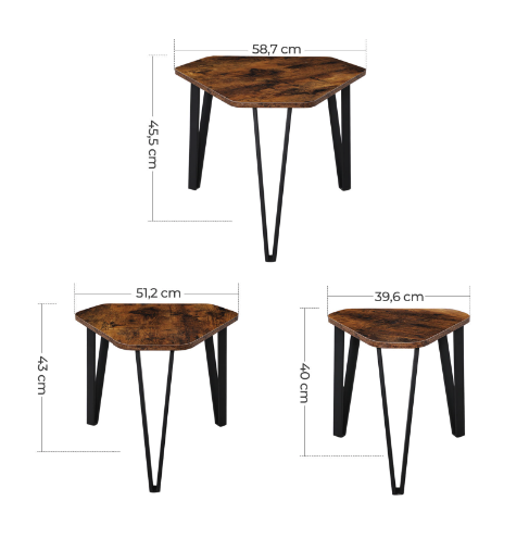 Комплект журнальних столиків Leobert Kombo 3 шт в стилі Loft Київ - фото 7