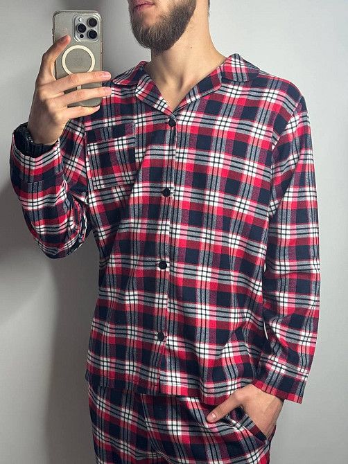 Чоловіча котонова піжама у клітинку Харків - фото 5