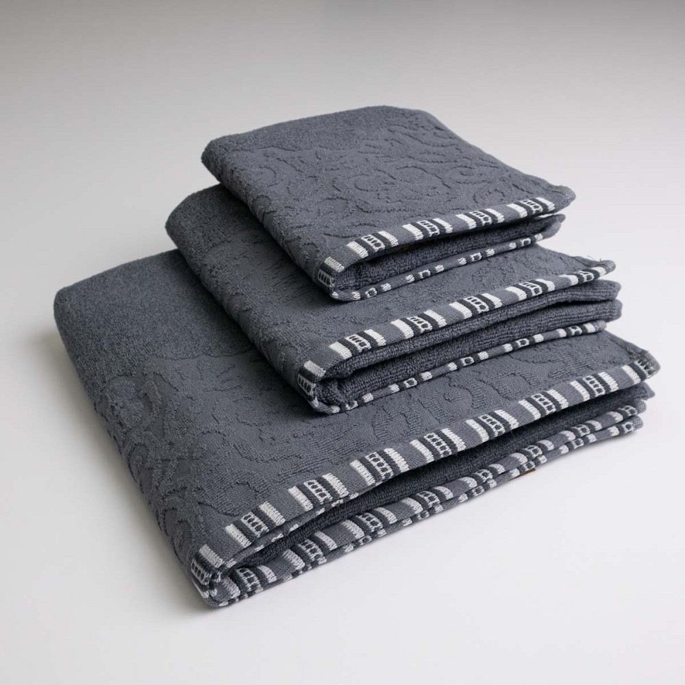 Набір махрових рушників з орнаментом 3шт GM Textile 40х70см, 50х90см, 70х140см 400г / м2 (Сірий) Суми - фото 1