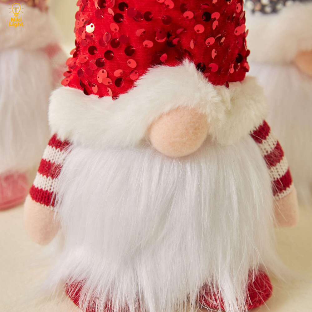 Новорічний гном з підсвіткою новорічна фігурка під ялинку висота 30см батарейки в комплекті Червоний Київ - фото 8