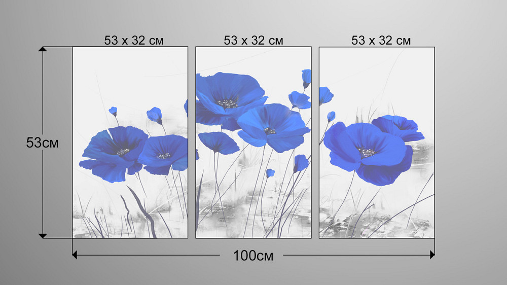Модульна картина Сині Маки Аrt-139_3А Київ - фото 3