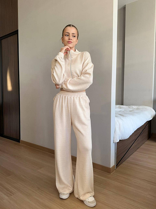 Жіночий теплий прогулянковий костюм із турецької ангори Кремовий, 46/48 Одеса - фото 2