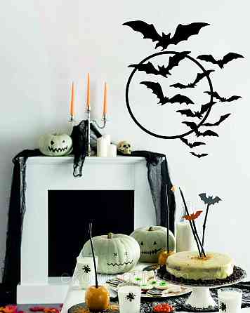 Декоративне настінне Панно «Кажани», Декор на стіну 90*80 см, Чорний Київ