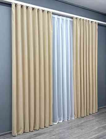 Комплект готових штор VR-Textil Мікровелюр Petek № 1826ш Бежевий 150х290 см 2 шт (33-0818) Київ