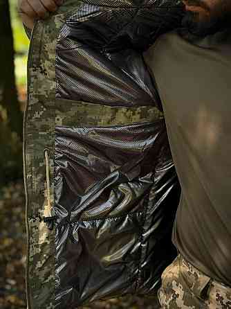 Военная зимняя ветрозащитная мужская теплая парка рип стоп 4.5.0. пиксель Omni-Heat с капюшоном WAR Львов