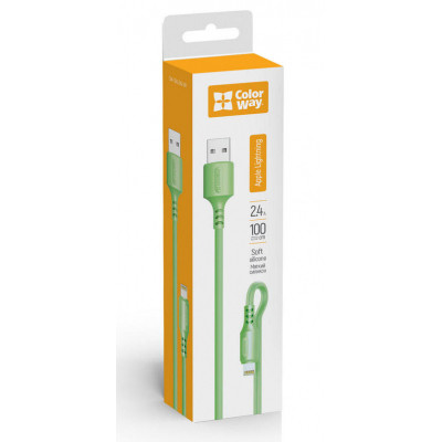 Дата кабель USB 2.0 AM to Lightning 1.0m soft silicone green ColorWay (CW-CBUL042-GR) Винница - изображение 2