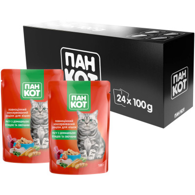 Влажный корм для кошек Пан Кот домашняя птица 100 г (4820111141012) Винница - изображение 3