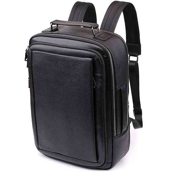 Багатофункціональний рюкзак для чоловіків з натуральної шкіри Vintage 23044 Чорний Київ