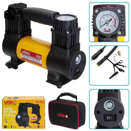 Автомобильный компрессор VOIN VL-590 150psi 15A 40л с прикуривателем и фонарем Харьков
