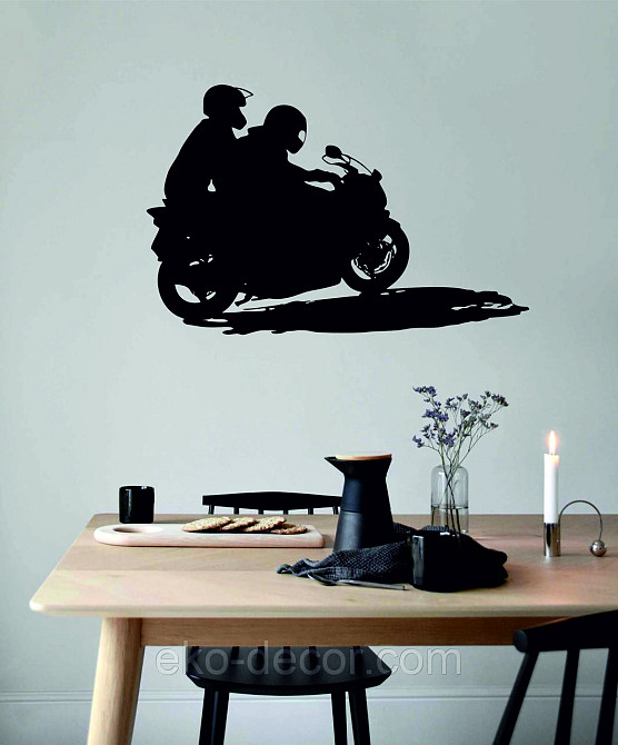 Декоративное настенное Панно «Мотоцыкл с коляской» Декор на стену 110*71 см, Черный Киев - изображение 1