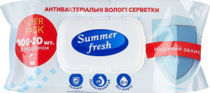 Вологі серветки Summer Fresh антибактеріальна, 120 шт Гостомель - изображение 1
