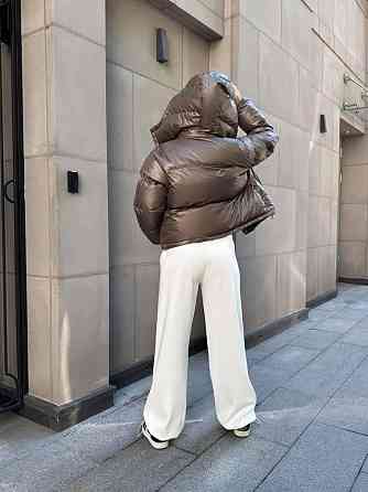 Женская короткая куртка дутик с карманами и капюшоном плащевка перламутр на синтепоне Шоколад, 44/46 Одесса