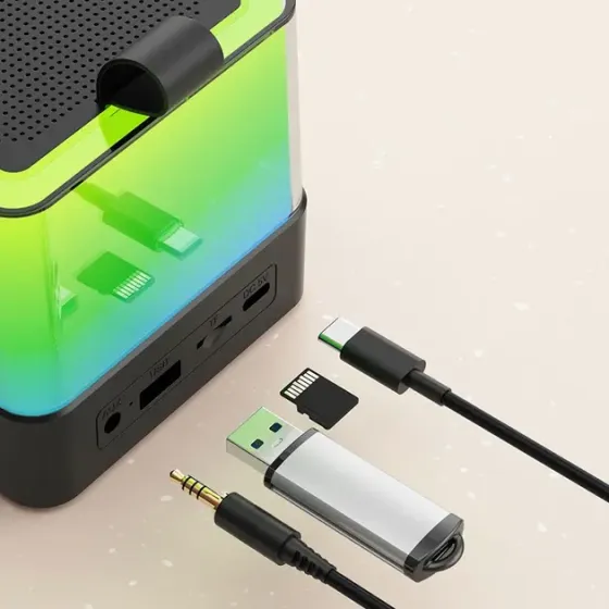 Портативная Bluetooth колонка K18 с LED подсветкой 2 микрофона черный Коломыя