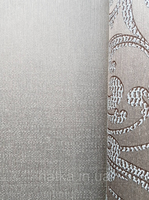 Текстильні шпалери на флізелін Da capo RaschTextil 085593 однотонні структурні смужка коричневе з бежевим Київ - фото 2