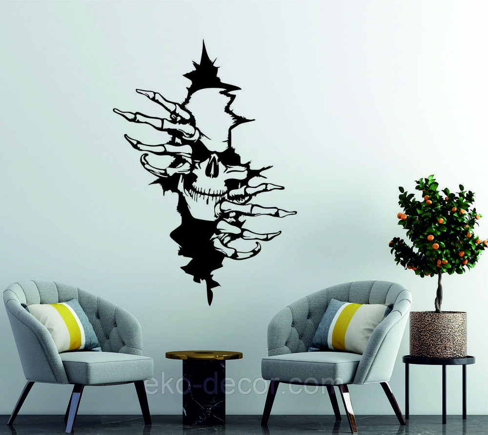 Декоративне настінне Панно «Скелет», Декор на стіну 90*62 см, Чорний Київ - фото 2