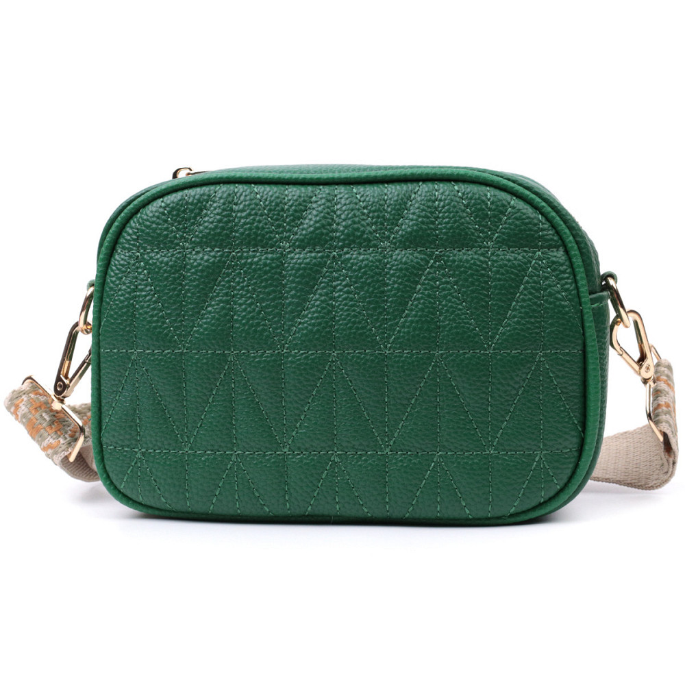 Стеганая женская сумка из натуральной кожи Vintage 22613 Зеленая Киев - изображение 5