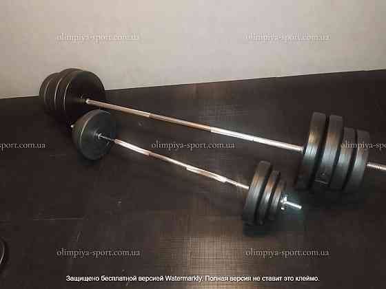 Штанга набірна 200 см + W-подібний гриф + Гантелі 130 кг Гантелі, гирі, штанги та диски ударостійкий пластик Київ