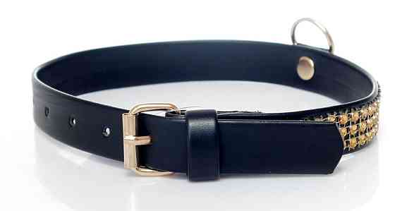 Ошейник из искуственной кожи с кристаллами Fetish Boss Series - Collar with crystals Gold, BS3300100 Sex Aura Киев