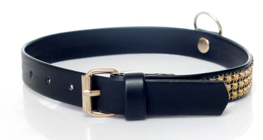 Ошейник из искуственной кожи с кристаллами Fetish Boss Series - Collar with crystals Gold, BS3300100 Sex Aura Киев - изображение 4