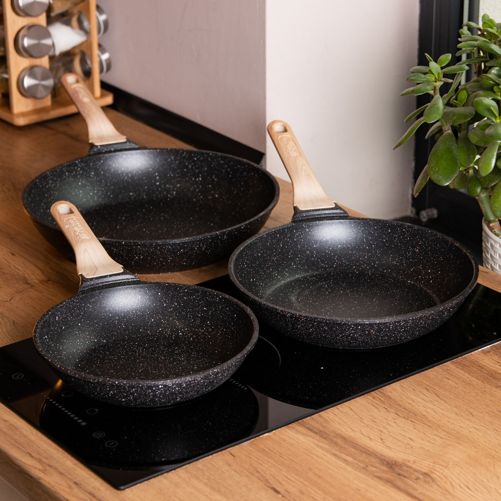 Набор из 3 алюминиевых сковородок с толстым дном MGC Черный HP-4-410B Киев - изображение 7