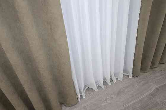 Комплект готовых штор VR-Textil Микровелюр SPARTA № 1195ш Темный беж150х290 см 2 шт (33-0018) Киев