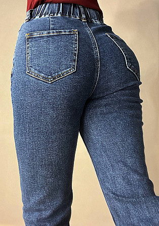 Джинсы женские Vanver 8023 MOM STRAIGHT jeans comfort уровни стрейчевые талия на резинке шнурок сини Одесса - изображение 7