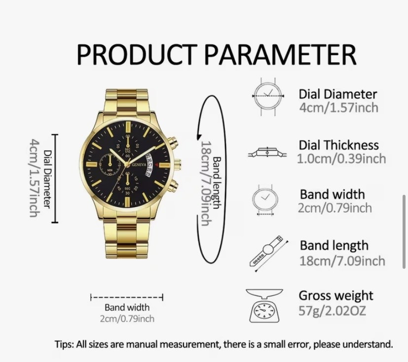 Подарочный набор для мужчин наручные часы с датой с браслетом кулоном и кольцом золотистый Киев - изображение 6