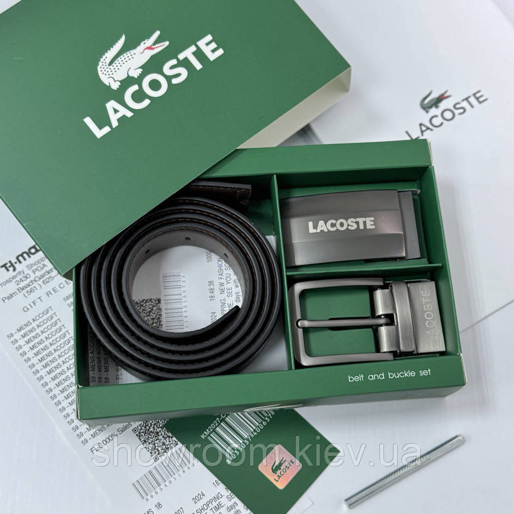 Мужской набор, ремень с двумя пряжками Lacoste (989) Киев - изображение 1