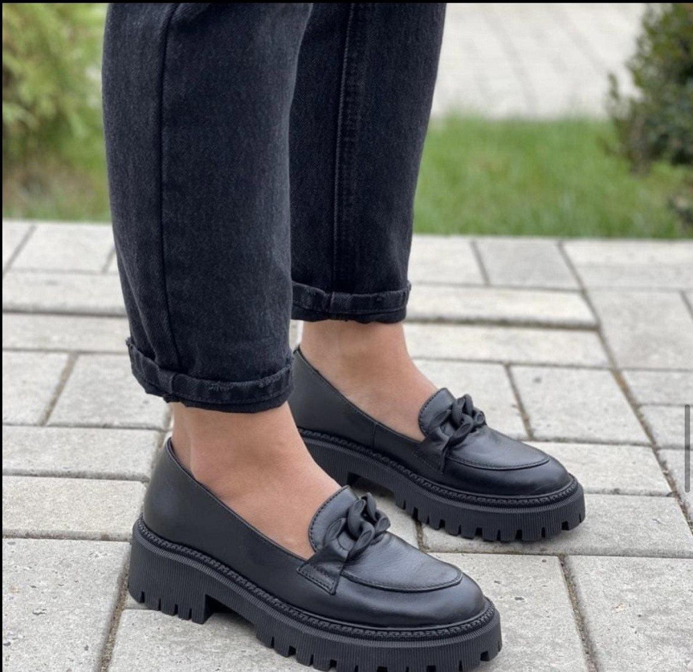 Туфлі жіночі GREMMY 200/1 мат.цепь чорні (весна-осінь, шкіра натуральна) (4783) 37р.38р.40р. 38 Коломыя - изображение 1