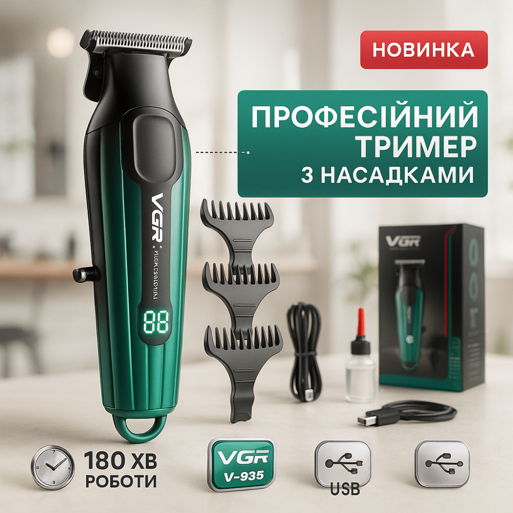 Хороші машинки для стрижки волосся для дому VGR V-935, Хороший бездротовий тример RM-79 Львів - фото 17