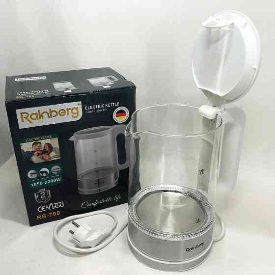 Чайник електричний прозорий з підсвічуванням Rainberg, Потужний кухонний чайник, Стильний електрочайник KR-48 Івано-Франківськ