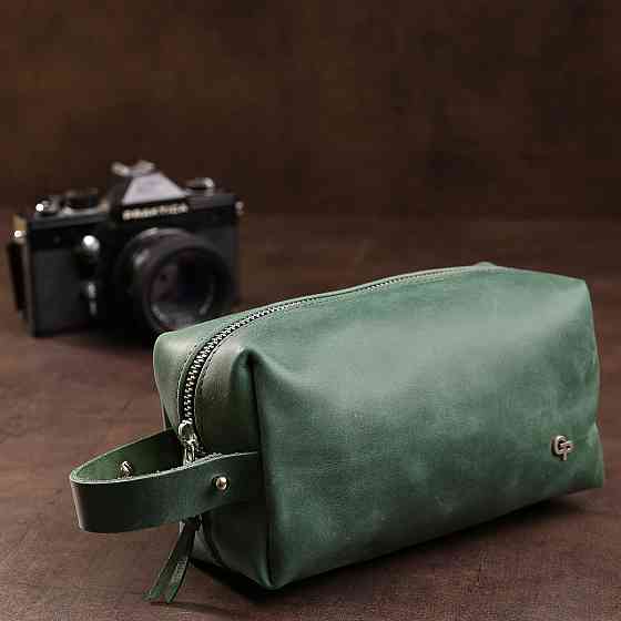 Кожаная косметичка унисекс GRANDE PELLE 11572 Зеленый Киев