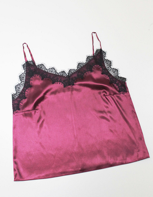 Базовий топ з мереживом атлас Бордовий S Харків - фото 1