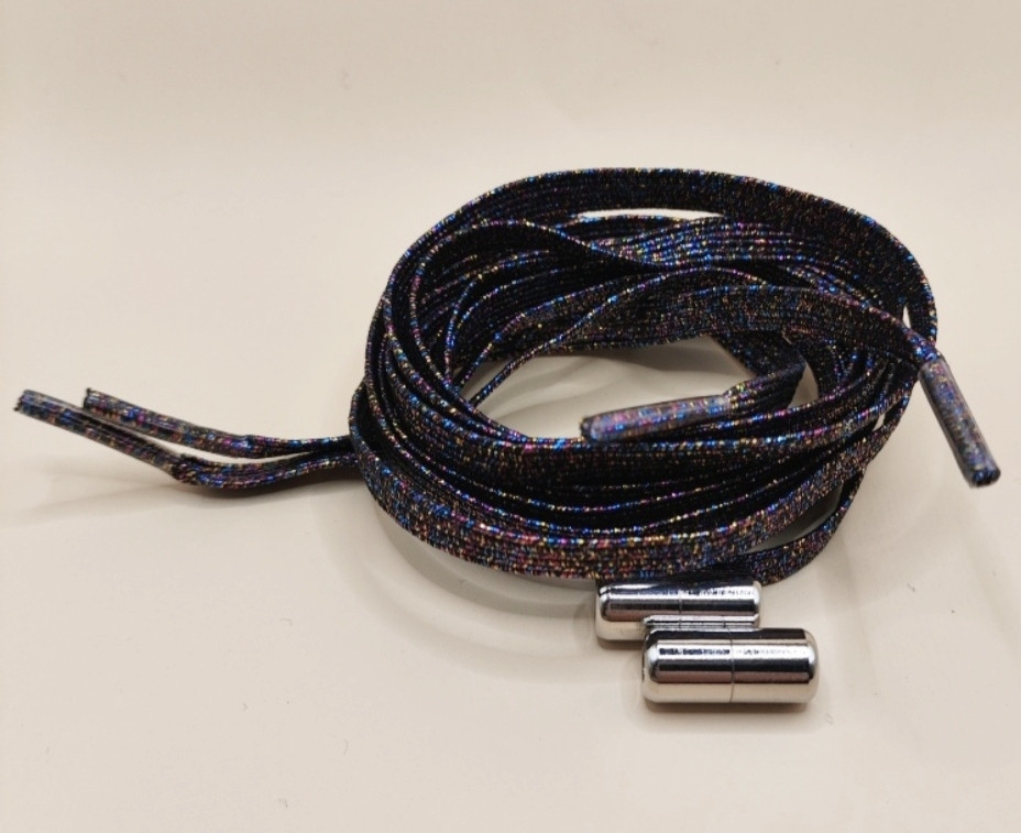 Шнурки эластичные глиттерные с цилиндрической застежкой Темно-фиолетовый Смела - изображение 1