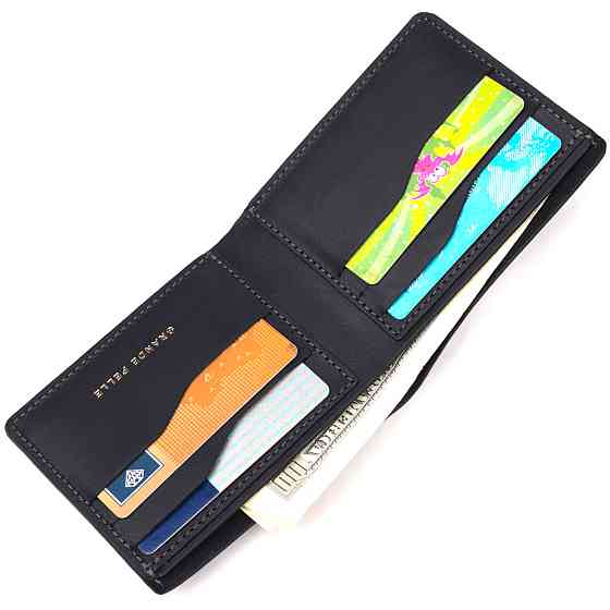 Практичний шкіряний гаманець у дві додавання Серце GRANDE PELLE 16753 Чорний Київ