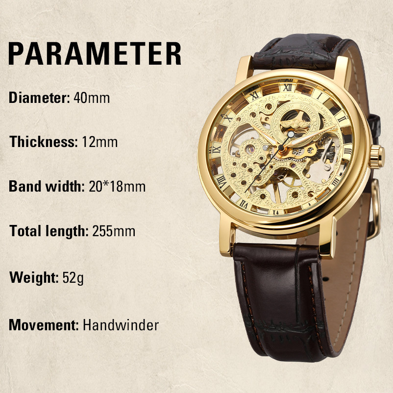 Годинник чоловічий механічний Winner Gold Metal Black (2 ремінці) Вінниця - фото 14