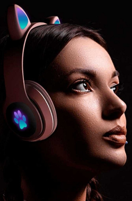 Наушники STN-28 блютуз, сд-карта подсветка кошачьи ушки и лапки, радио. Киев - изображение 7