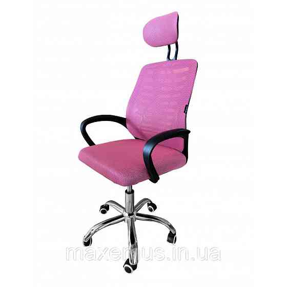 Кресло офисное B-6-2-00 розовое компьютерное эргономичное кресло для дома и офиса с подголовником Мостиска