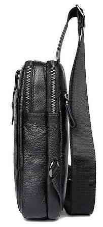 Сумка мужская кожаная в зернистой коже через плечо Vintage 14950 Черная Киев