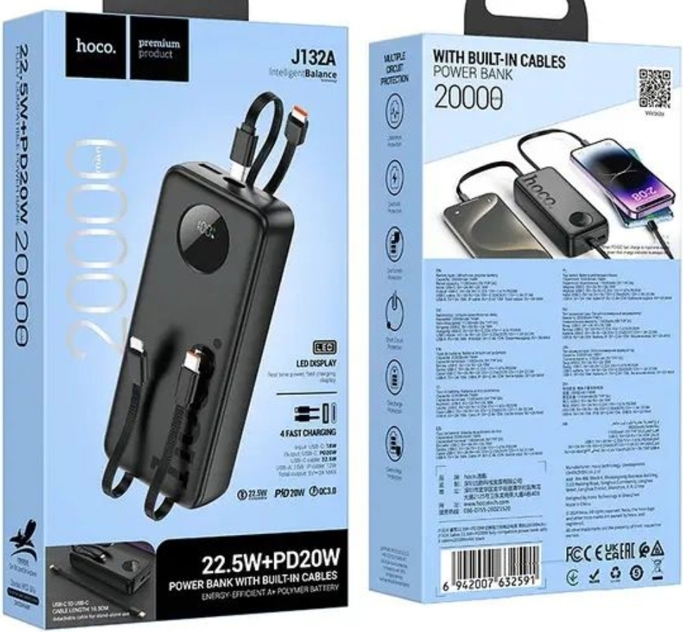 Павербанк зі швидкою зарядкою 20000mAh HOCO J132A  є ОПТ дропшипінг. Київ - фото 6