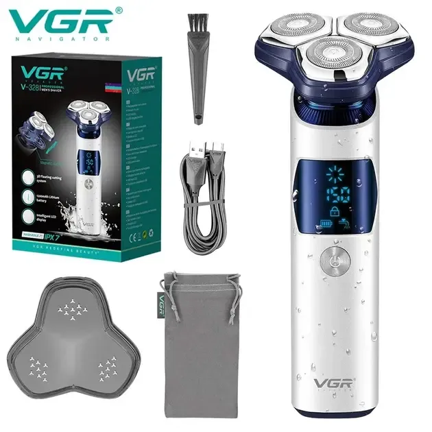 Электробритва VGR V-328 - роторная, водонепроницаемая, LED-дисплей, беспроводная Коломыя - изображение 2