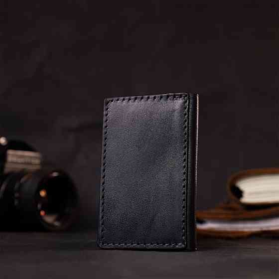 Картхолдер унісекс з тримачем для Apple AirTag з натуральної шкіри GRANDE PELLE 11607 Чорний Київ