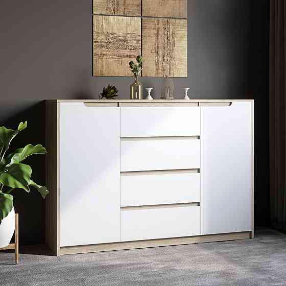 Великий комод для дому Еверест Мікс-3 (телескопи) 140х38х97 дуб сонома + білий (DTM-2005) Львів