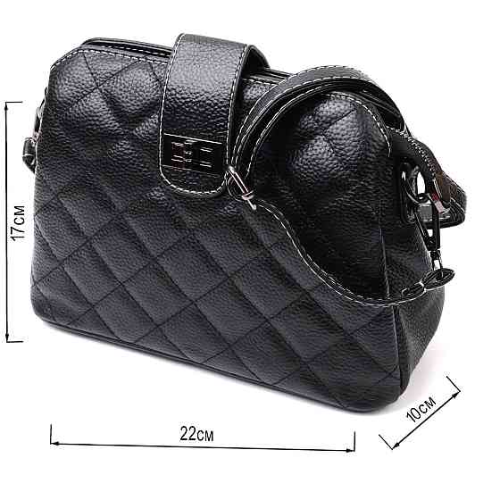 Чудова сумка для стильних жінок із натуральної шкіри Vintage 22415 Чорна Київ